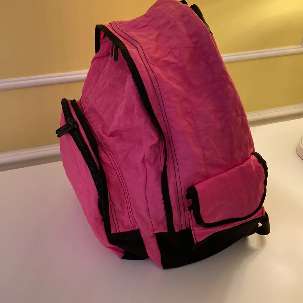 Pink Backpack w/ Black Accent Dual Zippers Holds All Washable Barbiecore Y2K